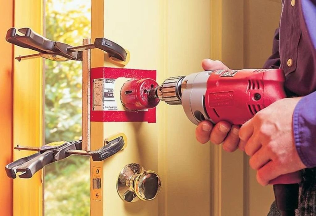 Installing the Deadbolt Hardware Into the Drilled Hole